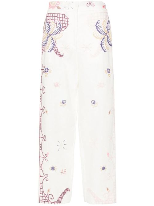 Linen trousers with eden embroidery Forte forte | 12330SAPHIR